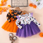 Girls' Pumpkin Princess Dress | Premium Halloween Tulle Costume