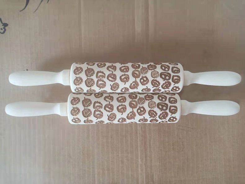 Pumpkin Print Rolling Pin | Premium Halloween Wooden Baking Decor