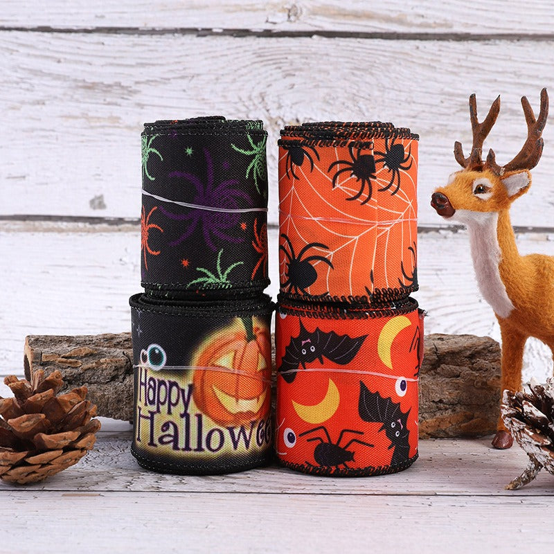 Spider Print Decor Ribbon | Premium Halloween DIY Craft Ribbon