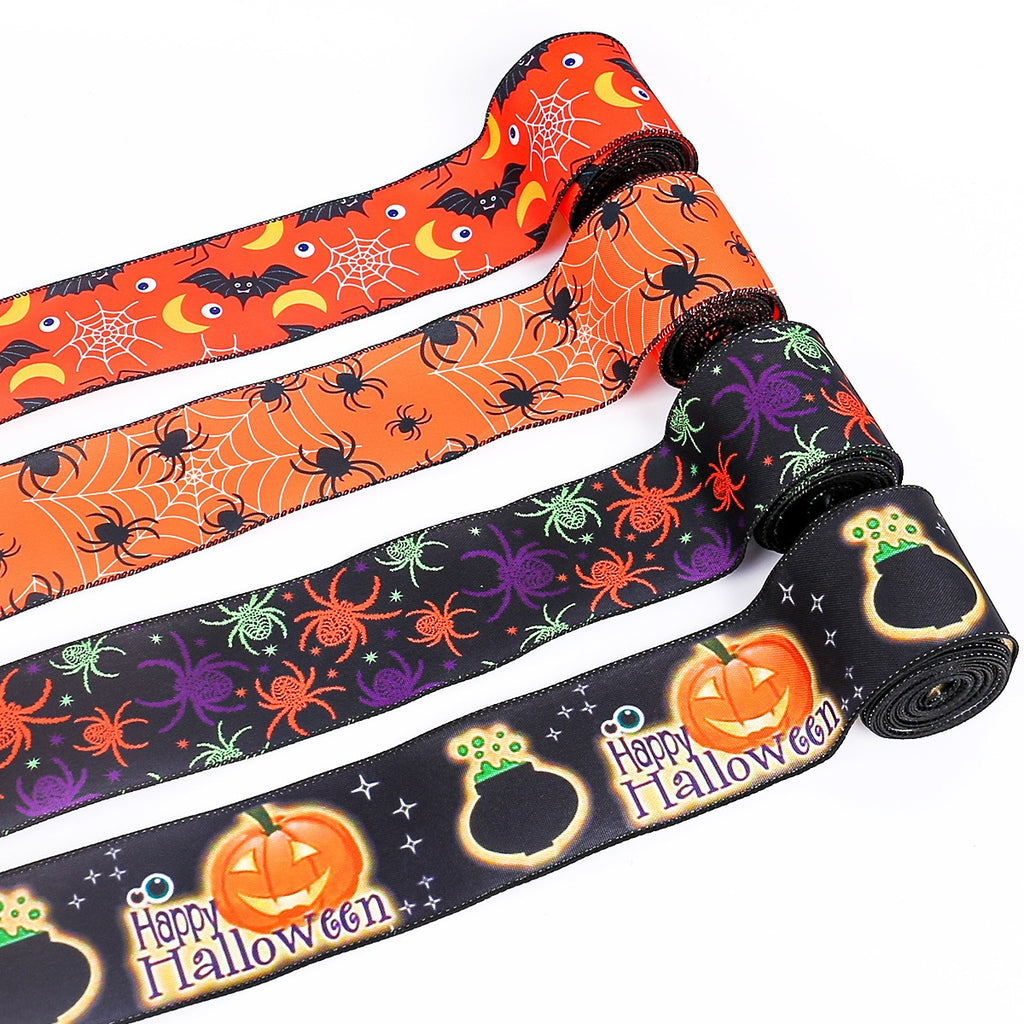 Spider Print Ribbon | Premium Halloween DIY Decor Ribbon