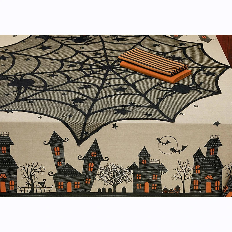 Spider Web Lace Tablecloth | Premium Halloween Table Décor, 40in